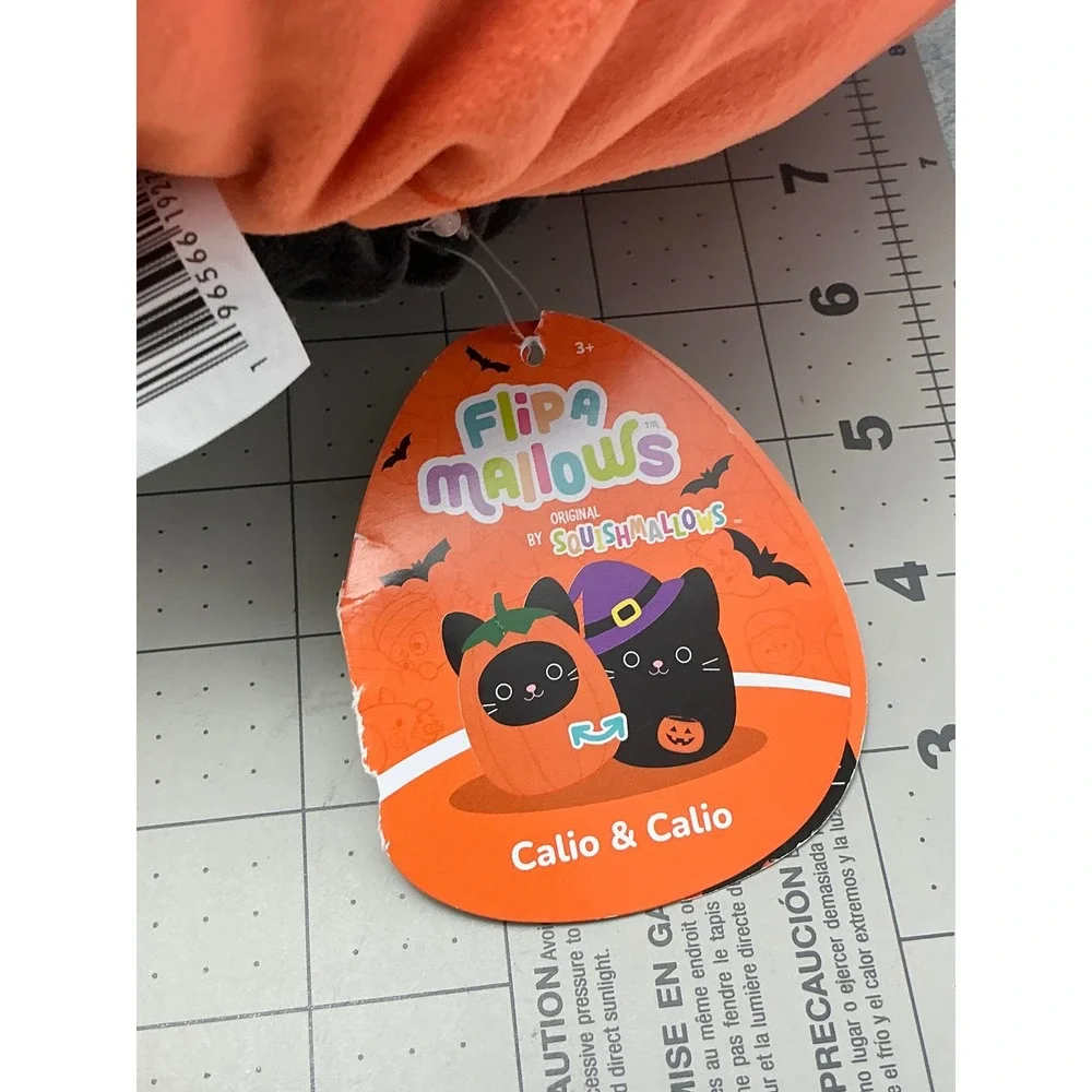 Squishmallows Flip-A-Mallows Calio Black Cat Pumpkin Witch Halloween Plush 12 In